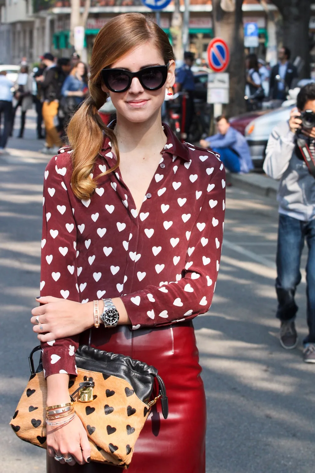 Real UGC creator example: fashion influencer Chiara Ferragni photographed candidly at Milan Fashion Week, illustrating the authenticity advantage of UGC over AI UGC